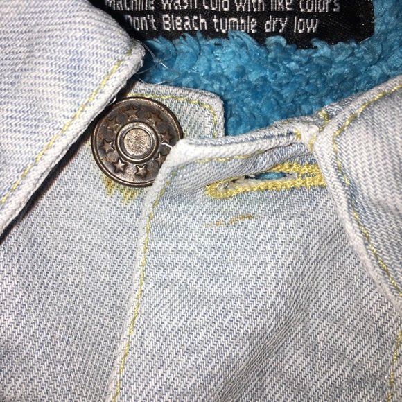 Y2K / 1990s Jean Jacket Vintage Denim Sherpa Lined Grit Iron Workwear 1929 Large - Picture 8 of 16